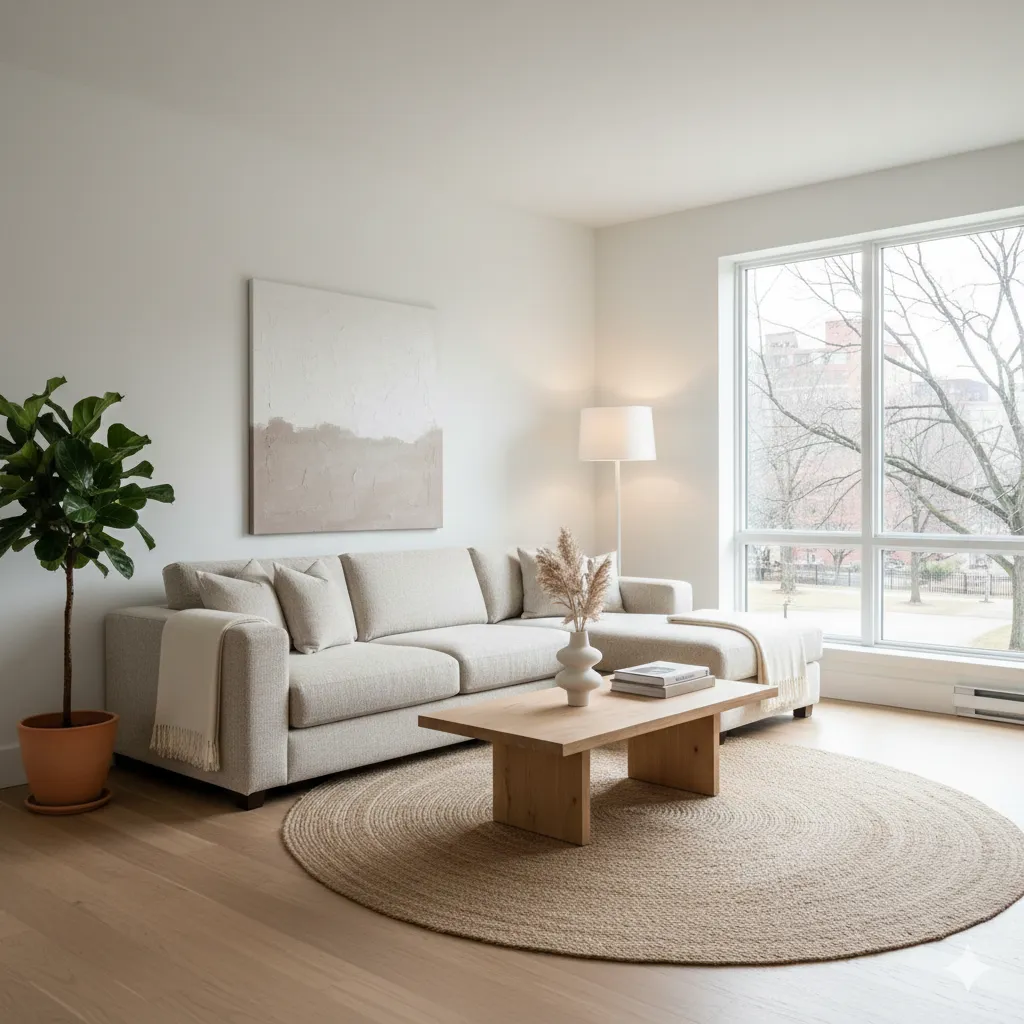 Minimalist interior design with clean lines and neutral tones