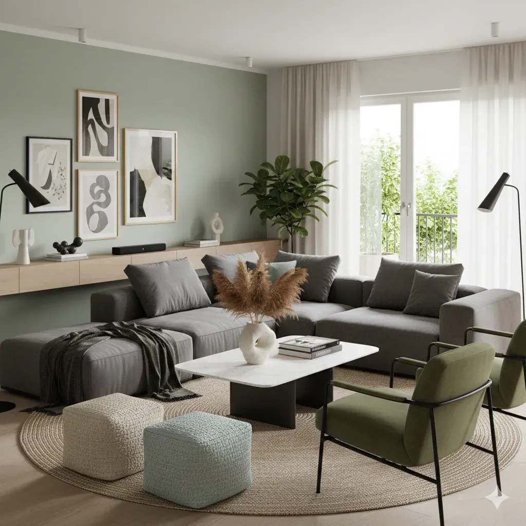 Living room styling with comfortable seating and modern decor