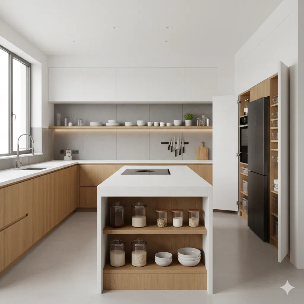 Kitchen styling with efficient organization and modern aesthetics